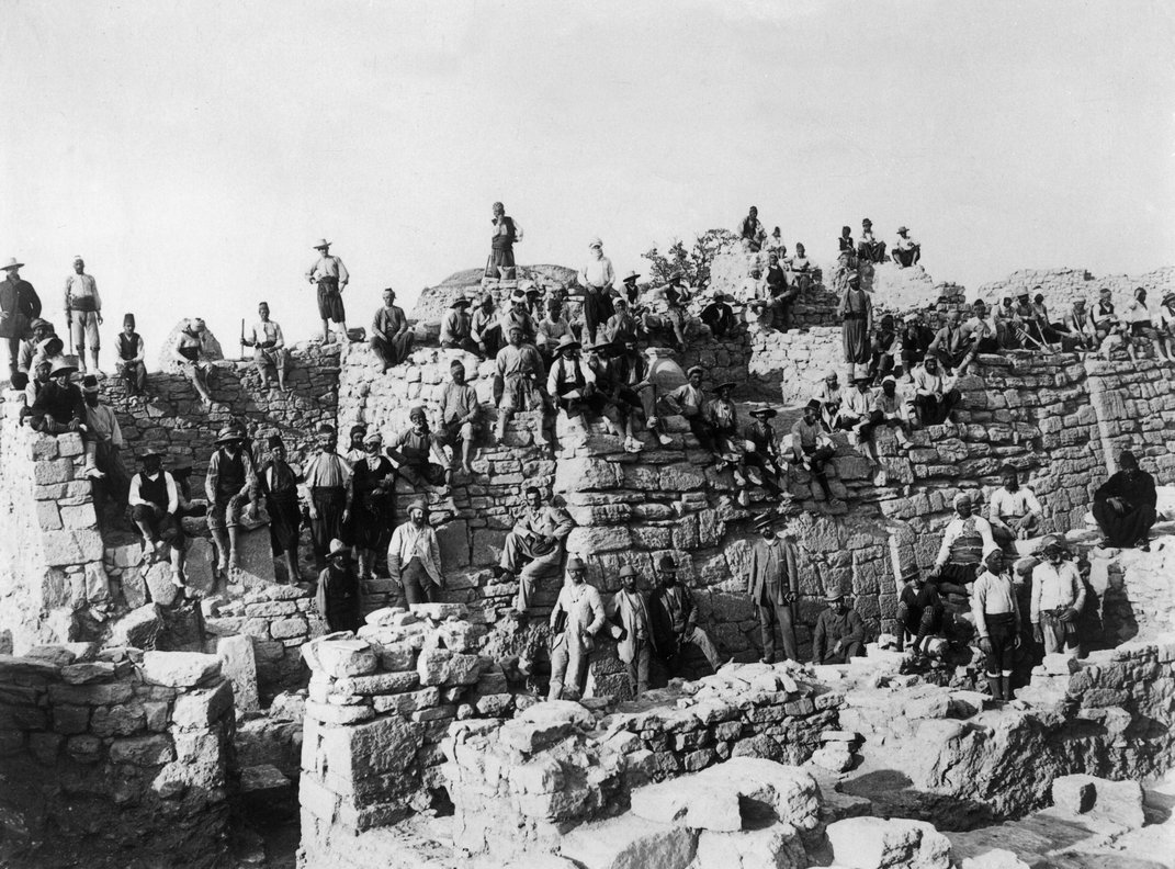 Equipo de excavación en Troy, alrededor de 1890