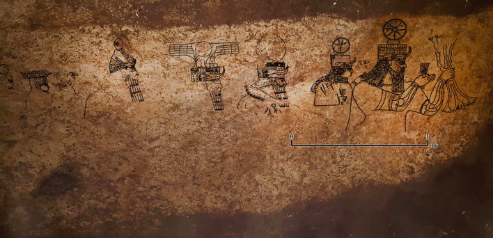 Antiguo arte rupestre que representa la procesión divina descubierto en una cámara secreta debajo de una casa turca