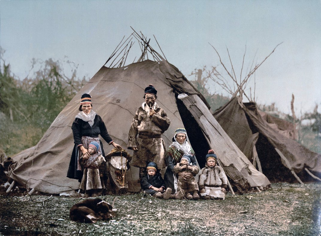 A Sámi family of nomadic reindeer herders in Norway around 1900