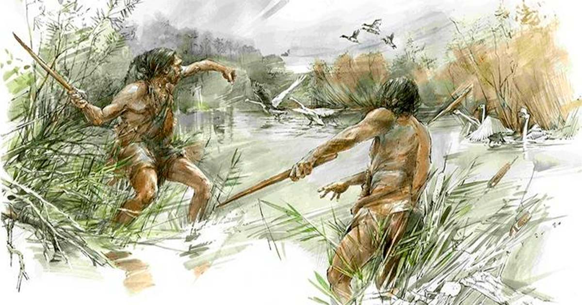 Lanzas de Schöningen de 300.000 años de antigüedad revelan carpintería prehistórica avanzada 8 Artistic reconstruction showing how throwing sticks like the Schöningen Spears would have been thrown. Source: Benoit Clarys, Universität Tübingen/CC0