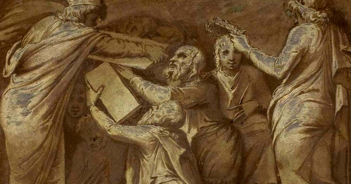 Numa Pompilius giving the Laws to the Romans.  Source: Public Domain