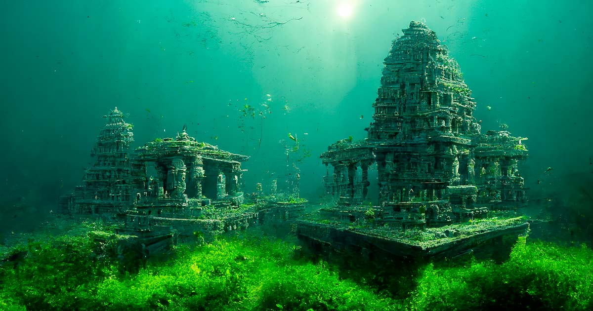 El secreto sumergido de Dwarka: encontrar el reino perdido de Krishna (video) 6 Representation of Dwarka underwater. Source: Amith / Adobe Stock.