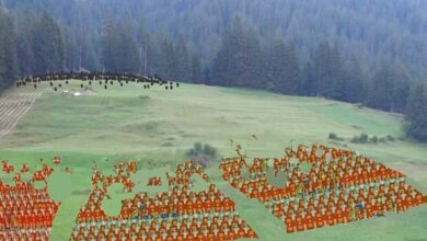 A computer-generated image of the battle that is thought to have taken place on a remote mountainside south of Chur around 15 BC between Roman troops advancing northwards through the Alps and local Suanetes. Source: Courtesy of Leona Detig
