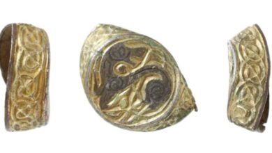 The intricate Anglo- Saxon artifact has a diameter of only 19.4mm (0.7 in) and features a depiction of an animal at the top, most probably a horse. Source: ANDREW WILLIAMS/NORFOLK COUNTY COUNCIL
