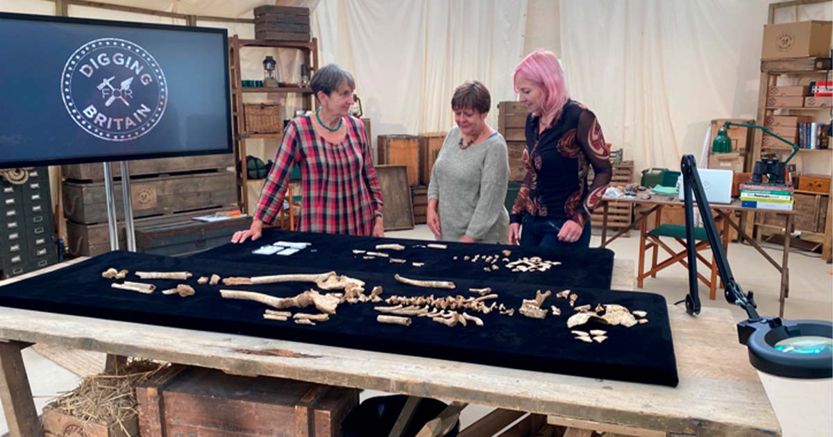 Secretos del cementerio anglosajón revelados en 'Digging for Britain' de la BBC 7 Prof Alice Roberts with Jacqueline Mckinley and Ceri Boston from Wessex Archaeology with human remains from the Anglo-Saxon cemetery, Lincolnshire. Source: © Wessex Archaeology