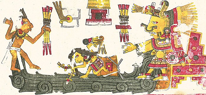 Chalchihuitlicue: bella, peligrosa, cambiante e impredecible diosa del agua en la mitología azteca 2 Ilustración de Chalchiuhtlicue, una de las deidades descritas en el Códice Borgia.