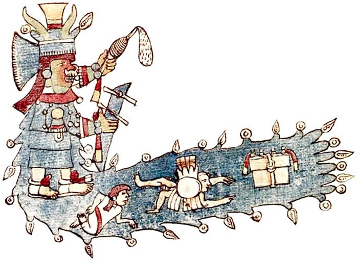 Chalchihuitlicue: bella, peligrosa, cambiante e impredecible diosa del agua en la mitología azteca 3 Dibujo de (deidad mesoamericana) Chalchiutlicue del (manuscrito del siglo XVII) Códice Ríos.