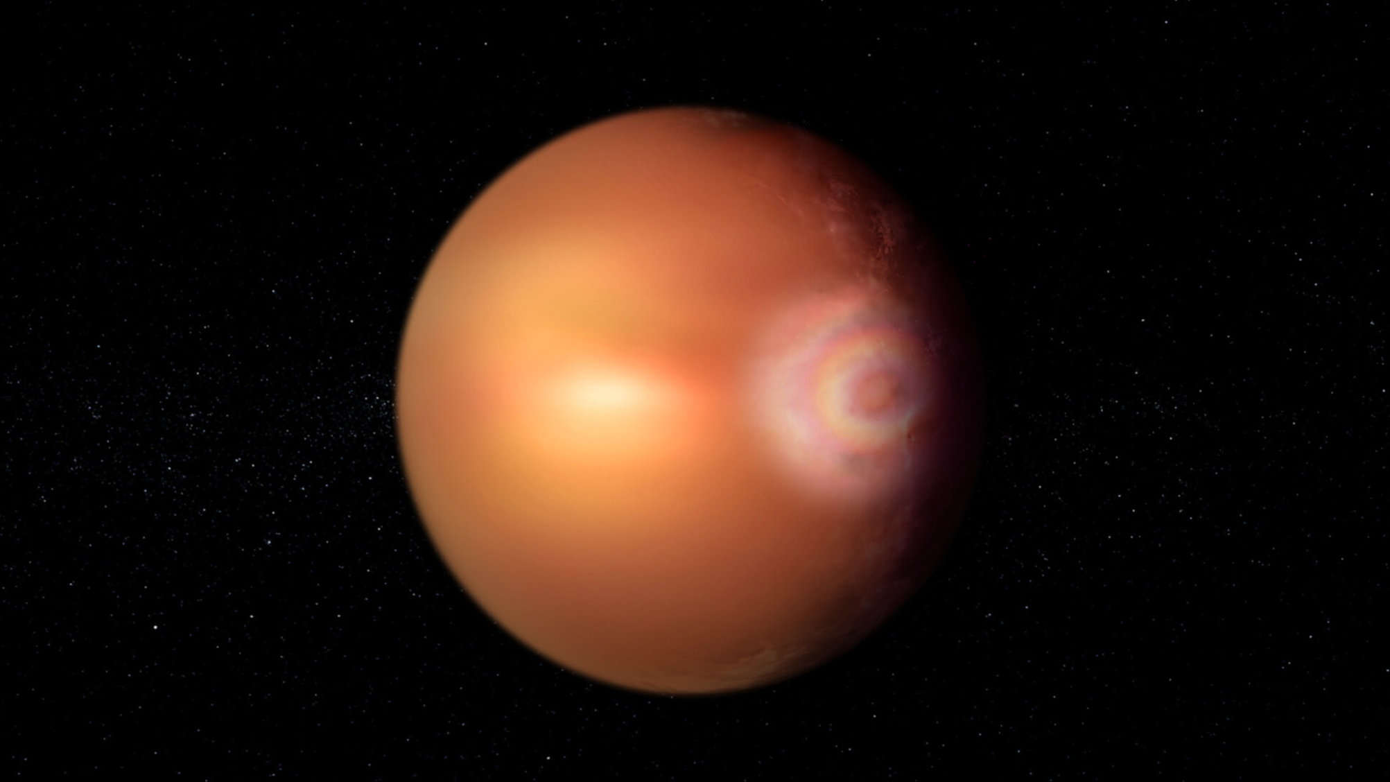 El cielo infernal del planeta crea un increíble efecto de arco iris en la superficie