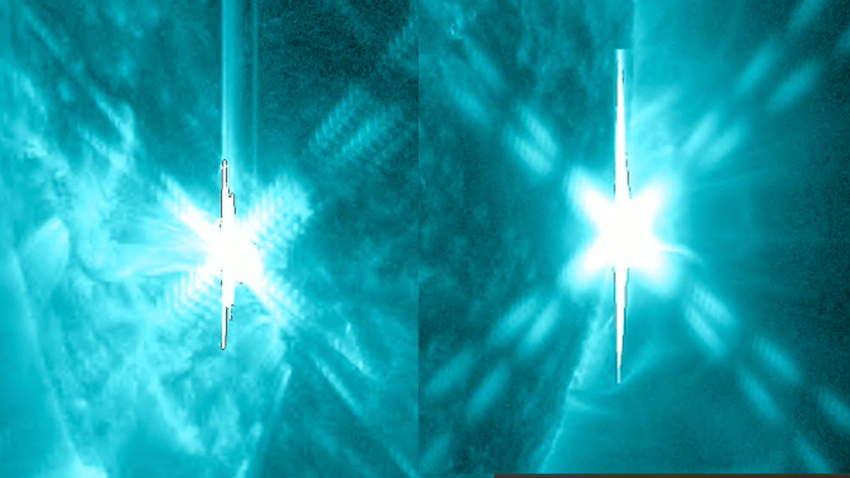 La sonda de la NASA captura una doble llamarada solar el lunes (5) 5 NASA/SDO, AIA, EVE, HMI science teams, helioviewer
