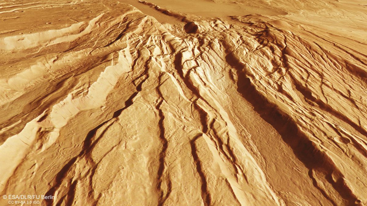 European Probe revela fotos no publicadas del terreno dinámico y volcánico de Marte 5 European Space Agency
