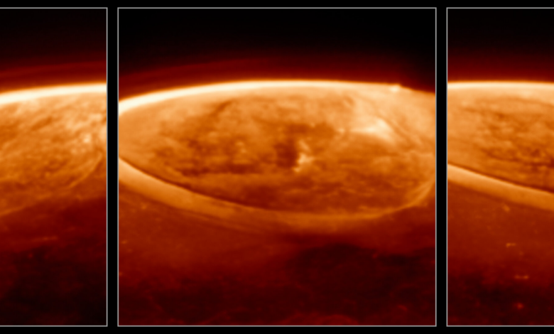 Auroras de Júpiter vista en el telescopio más grande del mundo brillan más que en la tierra 1 ESA/Webb, NASA, CSA, J. Nichols